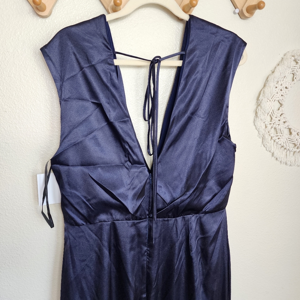 Dessy Collection Cap Sleeve Blouson Faux Wrap In Midnight Navy Style 305… - Picture 7 of 12